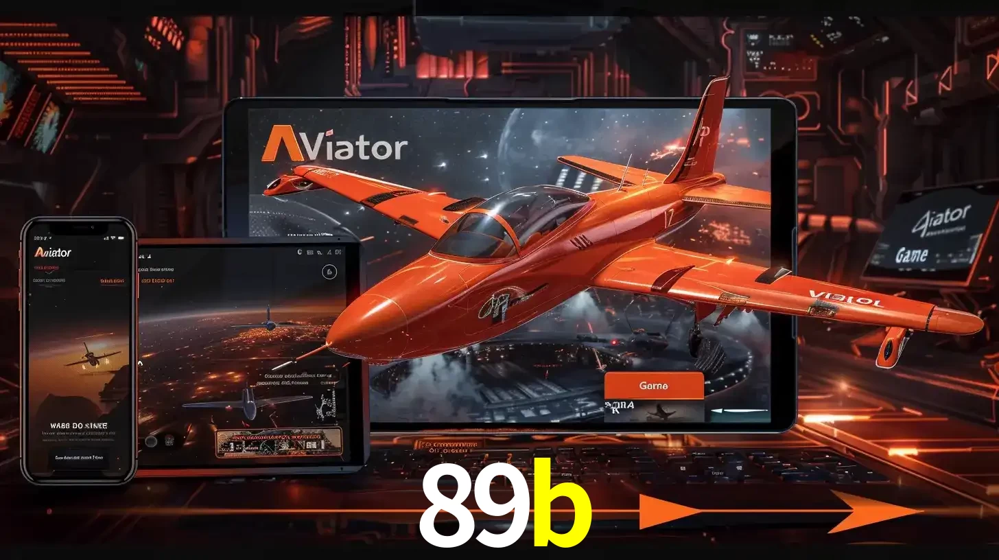 Apresentação tecnológica do jogo Aviator com um avião saindo da tela de um tablet, demonstrando a experiência imersiva em múltiplos dispositivos no 89b.