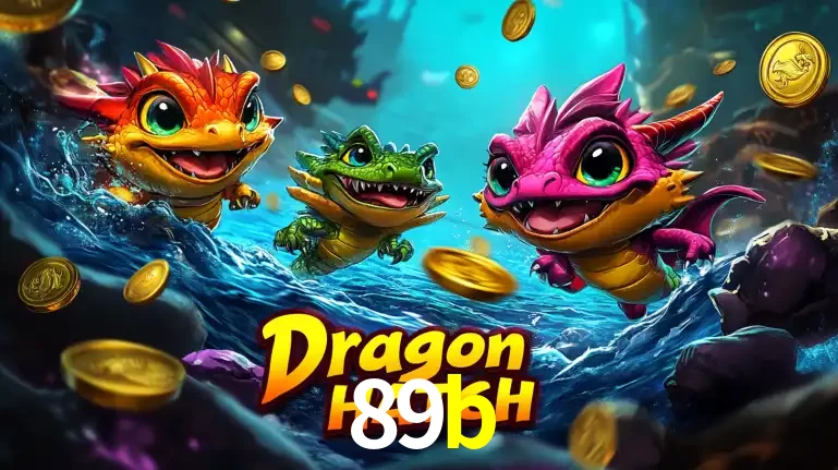 Arte promocional do jogo Dragon Hatch com três adoráveis dragões bebês nadando entre moedas de ouro, um dos slots mais divertidos para jogar no cassino 89b.